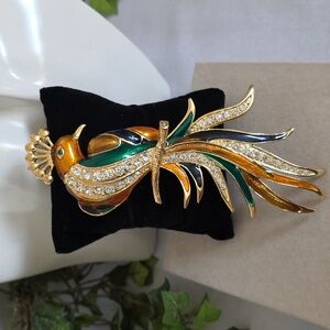 Large Statement Vintage 80s Brooch Pin Bird Of Paradise